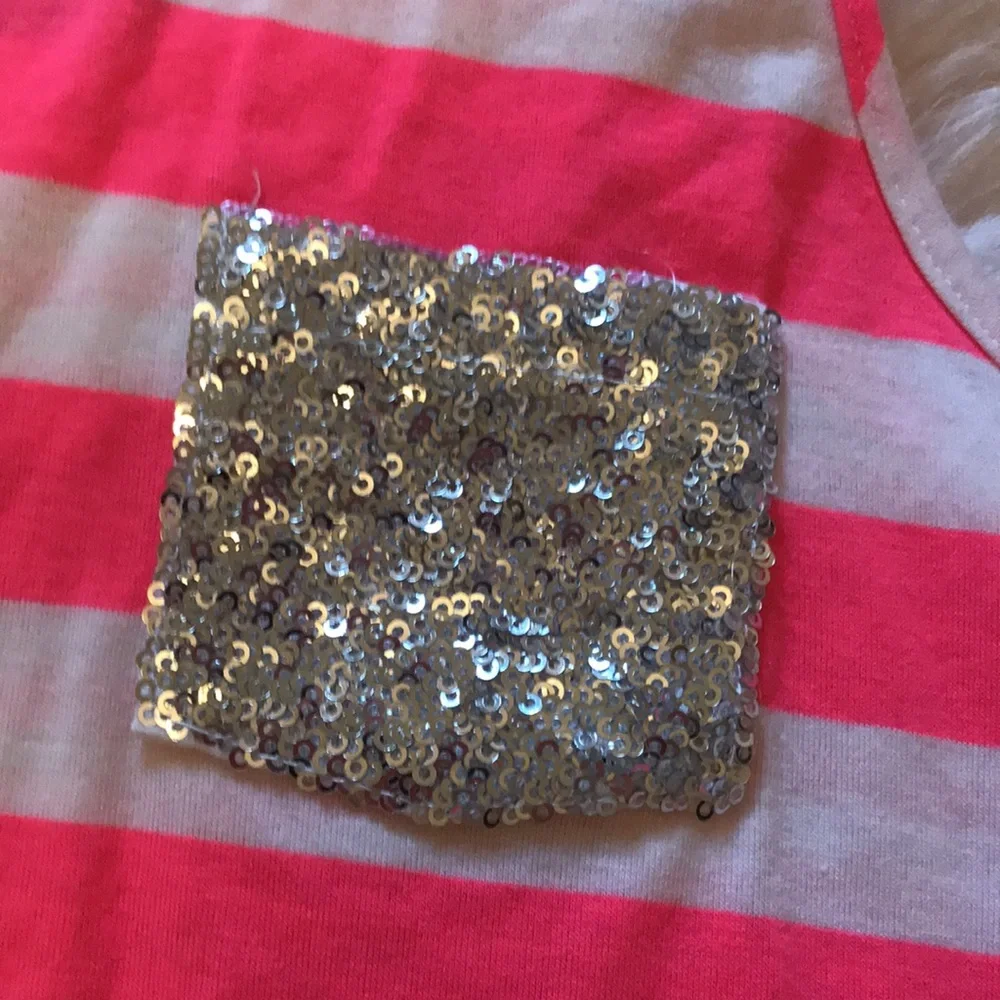 Pink white sequins tank top